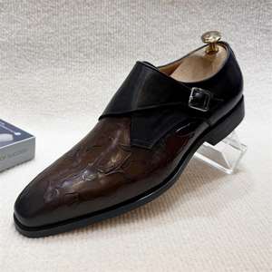 Chaussures de bureau formelles pour hommes, dessus en cuir véritable, semelle antidérapante, confort doux, couleur verte - Product Image 6