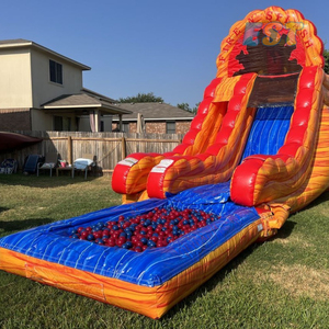 Tobogán de agua amarillo hielo fuego tobogán inflable gigante con piscina tobogán de agua inflable de PVC comercial piscina extraíble para niños - Product Image 2