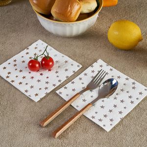 <span class=keywords><strong>Serviettes</strong></span> de Cocktail Imprimées Étoile d'Argent Jetables <span class=keywords><strong>Serviettes</strong></span> en <span class=keywords><strong>Papier</strong></span> Blanc Argenté avec Style de Sac Élégant 4 Pliages pour les Dîners - Product Image 5