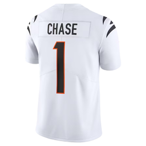 New American Cincinnati <span class=keywords><strong>Bengals</strong></span> 9 Joe Burrow 1 JaMarr Chase Top arancione maglia da calcio cucita da uomo - Product Image 5
