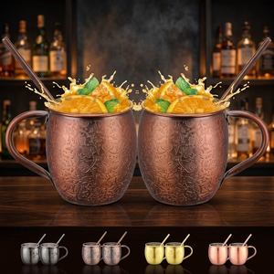 Taza de Cobre Aislada Ecológica de Diseño Moderno con Asa, Juego de Vasos para Bebidas, Ideal para Moscow Mule - Product Image 1