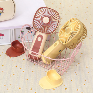 Portable <b>Mini</b> Handheld Fan With Stand Rechargeable Battery 5W DC Motor For <b>Desk</b> Office Use - Product Image 4