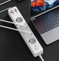 Multiprise personnalisable avec protection contre les surtensions, prise européenne, rallonge avec ports USB