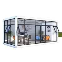 Edificio de Oficinas Modular Prefabricado de 20 Pies, Transpirable y Moderno, con Muro Cortina de Vidrio, de Bajo Costo, en Contenedor Desmontable, para Sala de Estar
