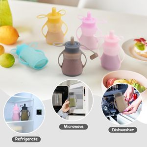 Pochettes réutilisables en silicone pour aliments pour bébés, pochettes à presser pour tout-petits, enfants, stockage d'aliments pour bébés rechargeable pour purée maison - Product Image 6
