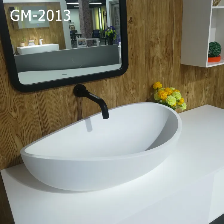 Lavelli da bagno GM lavabo da bagno a forma unica in composito integrato a superficie solida