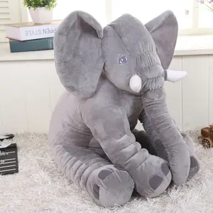 BSCI nhà máy quảng cáo màu xám sang trọng Voi đồ chơi trẻ em thú nhồi bông mềm dễ thương voi sang trọng gối với tai lớn