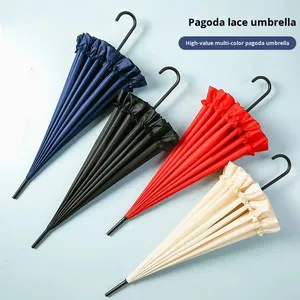 Parapluie manuel en <span class=keywords><strong>dentelle</strong></span> de style pagode Lolita Princess, parapluie à jupe rétro européen pour femmes avec protection UV et 16 baleines - Product Image 5