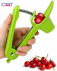 CHRT Cherry Core Remover Tool with Space-Saving Lock Portable Grips Olive Cherry Pitter Tool