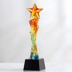 hochwertig günstig benutzerdefinierte form einfarbig K9 Glas Trophy Kristall Preis Kristall Glas Auszeichnungen Trophäen