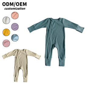 Nouveau <span class=keywords><strong>pyjama</strong></span> côtelé de style long pour enfants Vif et léger plein de vitalité et de vivacité Barboteuses mignonnes et adorables pour bébés - Product Image 1