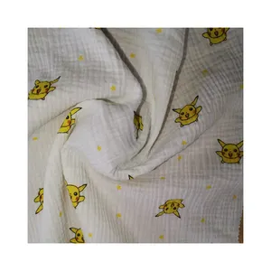 High Quality musselin baumwolle Kawaii Printed 40s Heavy Dual Cotton Veil für Baby Kids Clothing