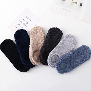 Pantofola pelosa pelosa da <span class=keywords><strong>donna</strong></span> con Logo personalizzato calda morbida calze Anti-Skid per uso quotidiano traspirante lunghezza equipaggio invernale - Product Image 4