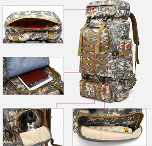 Sac à dos tactique multifonctionnel de grande capacité 80l personnalisé, imperméable, en Oxford camouflage, pour la randonnée - Product Image 3