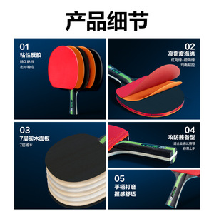 Agnite Table Tennis Racket Level 1 Long Handle Attack Defense Hybrid Shakehand Penhold - Product Image 3