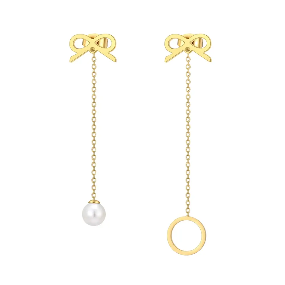 Wholesale Bow Tassel Earrings Pearl earrings Asymmetrical vintage fringed earrings For Women