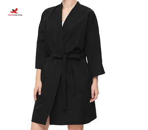 Robe de coiffeur professionnelle HQ Mixed Proc Discount, noire, avec manches, pour salon de beauté, spa, coiffeur, pour les clients - Product Image 1