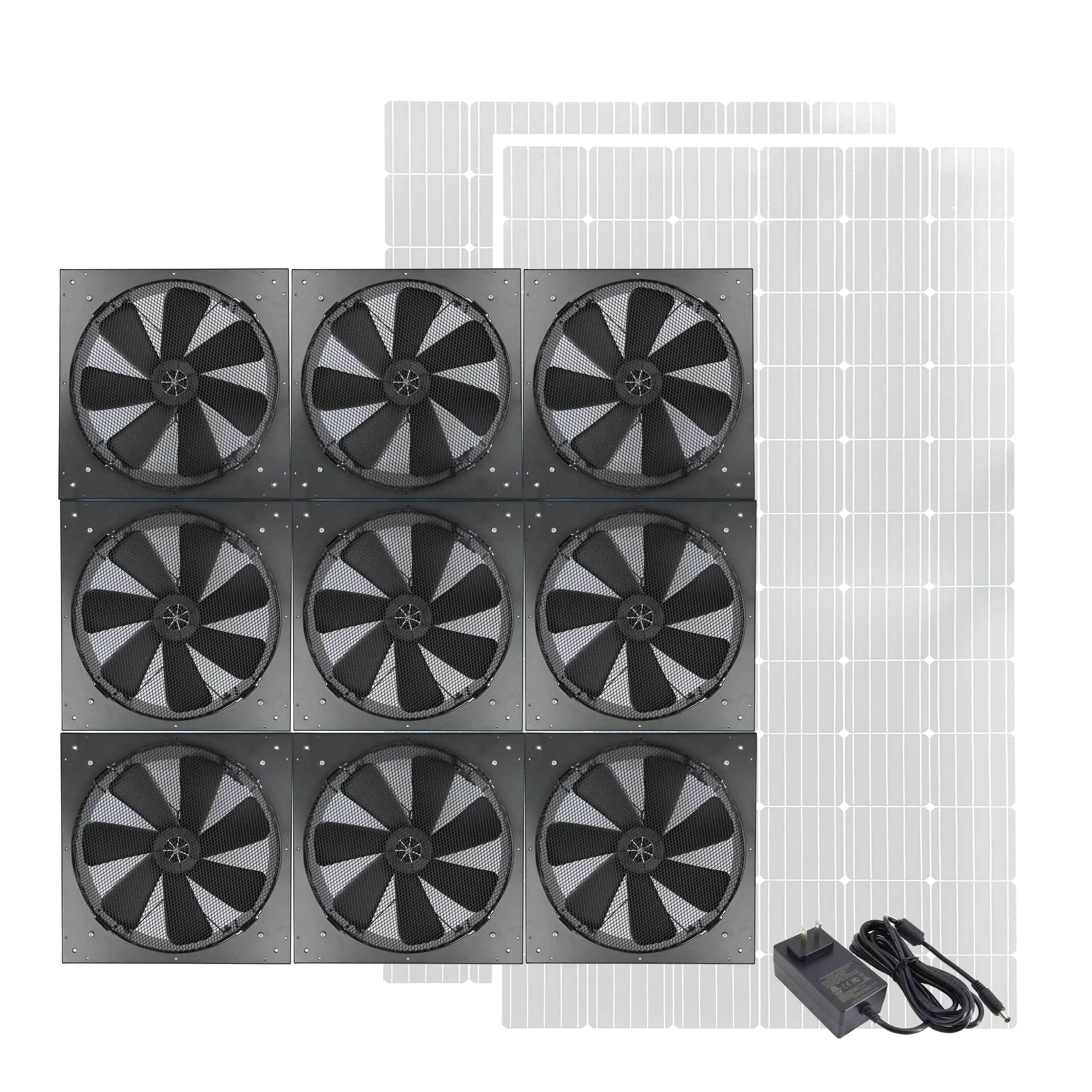 Ventiladores de flujo de ventilación axial Sunny 9 en 1, herramientas de ventilación Solar DC, montaje en pared, sistema de aire fresco de doble potencia de 760W, ventiladores de escape