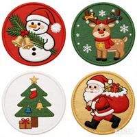 Écussons étoiles en feutre brodés thermocollants personnalisés, motif de Noël, badges en tissu pour chapeaux, sacs, vêtements et chaussures