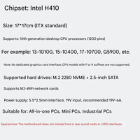 WEIBU H410-ITX Motherboard Industri Mini-ITX All In One Soket LGA1200 DDR4 Kanal Ganda Dual LAN M.2 WiFi SATA Rekondisi
