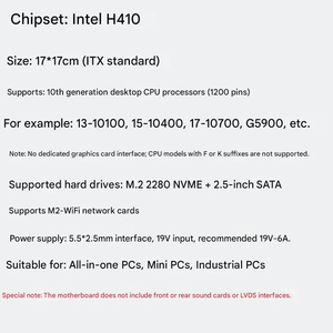 Placa Base Industrial WEIBU <span class=keywords><strong>H410</strong></span>-ITX Mini-ITX Todo en Uno, <span class=keywords><strong>Socket</strong></span> LGA1200, DDR4 de Doble Canal, LAN Dual, M.2 Wifi, Chipset Intel - Product Image 4