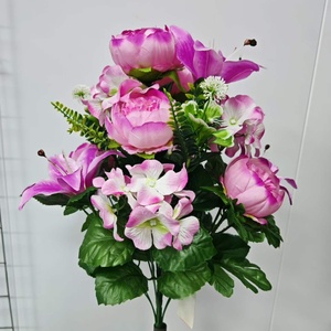 Bouquet de fleurs artificielles en soie faites à la main, réalistes, 9 têtes, pivoines et lys, pour la rentrée scolaire, les arches de mariage, la décoration de la maison et du <span class=keywords><strong>jardin</strong></span>, doux au toucher - Product Image 5