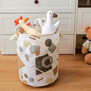 Wholesale Foldable Large Capacity Cotton Linen Laundry <b>Hamper</b> Canvas <b>Storage</b> Organizer with Handle for Home Use - Product Image 2
