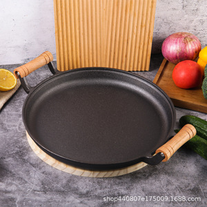<b>Cast</b> Iron Flat Bottom Pan Round 20cm Non Stick Frying Pan For Pancakes Grilling Meat Breakfast Cooking Durable <b>Hand</b> Wash Only - Product Image 5
