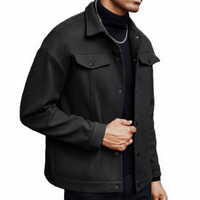 Veste pour homme en polyester à col rabattu, à simple boutonnage, avec plusieurs poches, pour l'automne et l'hiver