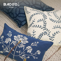 Housse de coussin de canapé brodée en lin texturé taie d'oreiller décorative pour salon fournitures d'hôtel