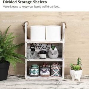 Retro Wooden <b>Wall</b> <b>Mounted</b> <b>Shelf</b> 3 Tier Hanging Storage Rack For Home Organization - Product Image 5
