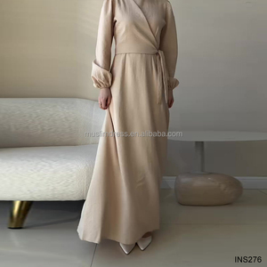 Vestido Abaya Modesto para Mujer Habib 2026, Venta al por Mayor, Abaya Lisa con Cintura Ajustable Personalizada - Product Image 5