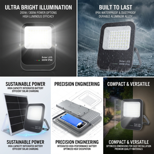 <span class=keywords><strong>Projecteur</strong></span> <span class=keywords><strong>solaire</strong></span> LED extérieur en aluminium IP66 200W 300W, projecteurs solaires super lumineux pour jardin - Product Image 3