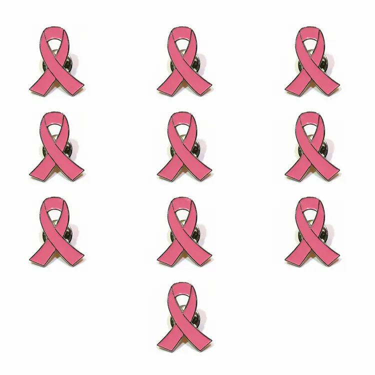 factory sale breast cancer awareness metal ribbon lapel pin