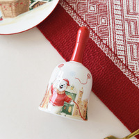 Cloche de table en céramique en forme d'ours polaire pour Noël, cloche de dîner festive pour la décoration de table de Noël à la maison, vente en gros