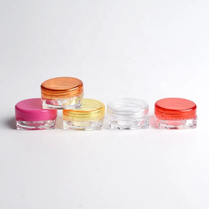 Échantillon de cosmétiques en plastique, Mini pots à échantillons avec couvercle coloré, 3g, 5g, STOCK gratuit