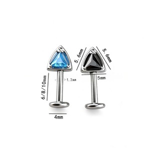 Titanium Alloy Geometric Lip <b>Stud</b> 1.2x6mm 1.2x8mm 1.2x10mm Bezel Setting For Ear Cartilage Piercing Jewelry - Product Image 2