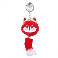 Gantungan Kunci Boneka Rubah Merah Custom OEM, Kapas Kawaii, Bulu Rubah Ekor Panjang, MOQ Rendah, Desain Custom