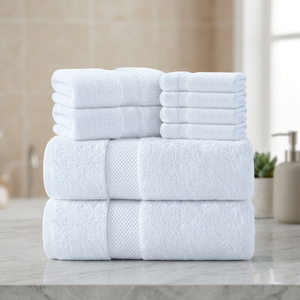 ORCHID White Cotton Bath <b>Towel</b> Set Soft Absorbent Woven Organic Hypoallergenic Eco-Friendly Hotel Spa Home Use - Product Image 1