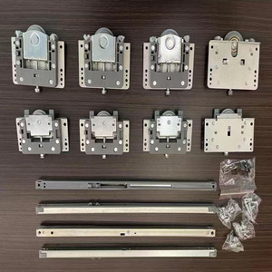 Mềm đóng cửa trượt cửa con lăn bánh xe đôi theo dõi cửa Con lăn hệ thống hàng đầu treo Heavy Duty tủ quần áo Nylon bánh xe con lăn - Product Image 3