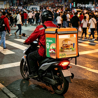 Écran publicitaire LED extérieur étanche IP65 couleur pour véhicules de livraison de repas - Conception légère en forme de sac à dos, RDM basé sur le cloud