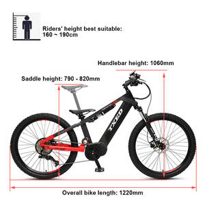 Bicicleta Eléctrica de Montaña TXED de 27.5 Pulgadas, 36V/250W, Motor <span class=keywords><strong>Central</strong></span>, 10 Velocidades, Suspensión, Batería de Litio de 13Ah, <span class=keywords><strong>Amortiguador</strong></span> Deportivo - Product Image 5