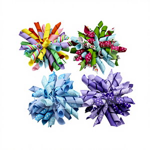 Nuovissimi fiocchi per capelli con nastro Korker stampa strisce per capelli a pois per accessori per bambini - Product Image 4