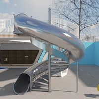 Glissière d'évacuation en métal pour extérieur, escalier en spirale en acier inoxydable 304 avec glissière, escalier extérieur pour enfants