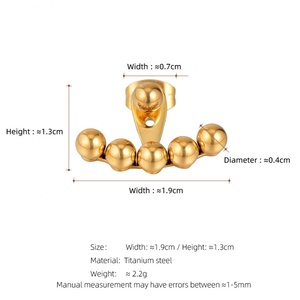 Pendientes de Bola Redonda Estilo Francés, Chapados en Oro, de Acero Inoxidable, con Diseño de Bola Pequeña, Modernos, para Fiesta - Product Image 3
