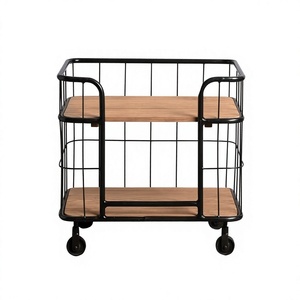 Chariot de service en fer et bois, qualité supérieure, forme et taille personnalisées, chariot de service au prix le plus bas - Product Image 1