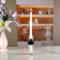 Porte-bougie en cristal noir à base étagée, plateau pyramidal bicolore, décoration moderne pour la maison, table à manger