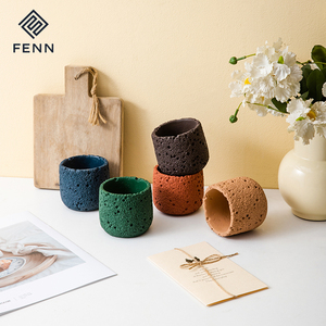 Bougie décorative en céramique givrée, design <span class=keywords><strong>original</strong></span> unique nordique, porte-bougie coloré, pot à bougie en béton vide, décoration d'intérieur, pot à bougie en ciment - Product Image 5