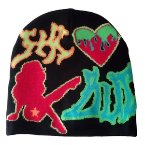 Custom 20 PCS Low MOQ Wholesale Logo High Quality Beenies Vendor Skull Print Jacquard Winter Manufacturers Y2K Beanies Hat - Product Image 6