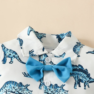 Ensemble t-shirt à col à manches courtes pour garçon Haut et short pour homme à boutonnage simple dinosaure pour bébé - Product Image 3